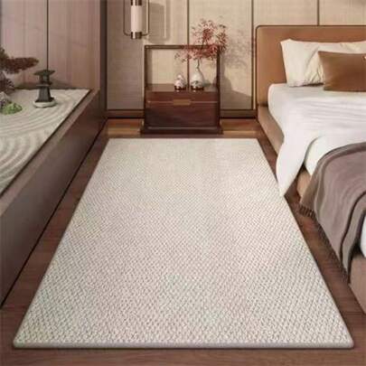 1 pieza Alfombra decorativa de arpillera sintética blanca, alfombra de ambiente, disponible en múltiples tamaños, regalo de inauguración de casa, regalo festivo, adecuada para el vestíbulo, sala de estar, comedor, dormitorio, baño, estudio, lavandería, decoración de balcón, minimalista y duradera, para todas las estaciones, lavable, antideslizante, se puede usar como alfombra de dormitorio, cocina, estudio, sala de estar, baño, comedor, alfombra de mesita de noche, decoración de habitación, decoración del hogar.
