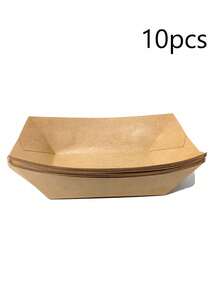 5/10 khay giấy Kraft dùng một lần hình thuyền, khay nướng hở miệng, hộp đựng đồ ăn nhẹ, đồ nướng, đồ chiên, gà rán, hộp đựng thức ăn mang đi, hộp đựng thức ăn dã ngoại ngoài trời. - Nhiều màu - Xem 14