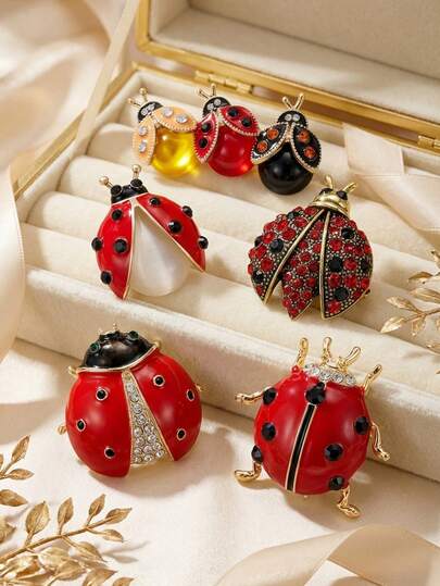 Luxury Rhinestone Seven-Spotted Ladybug Brooches - Insect Pins For Women Unisex Casual Party Jewelry Accessories / Friends Gifts Badges Decoration
