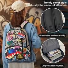 1pc Graffiti Ground Pattern Backpack With Plaid Design, New Lightweight Printed Backpack, Fashionable Commuter Bag, Large Capacity Travel Bag, Adjustable Shoulder Strap, Suitable For Teenagers, Back To School, Valentine's Day Gift, Gift For Friends, Gift For Men, Fun Gift - 灰色 - 查看 4