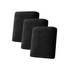 Couch Cover Stretch Velvet Sofa Cushion Cover 3-Piece - Elastic Washable Slipcover for Seat or Backrest Couch Seat Covers for Sofas Black - Negro - Ver 1
