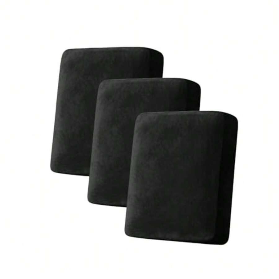 Couch Cover Stretch Velvet Sofa Cushion Cover 3-Piece - Elastic Washable Slipcover for Seat or Backrest Couch Seat Covers for Sofas Black - Negro - Ver 1