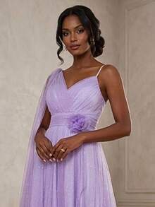 Grife Velasco Long Elegant Shiny Bridesmaid Dress For Wedding Graduation - Màu Lilac Tím - Xem 6