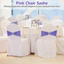 150 Pieces Spandex Stretch Chair Sashes Bows Elastic Chair Cover Bands Ties With Slider Wedding Party Reception Events Universal Ceremony Banquet Decorations (Gold) - Purple - View 7