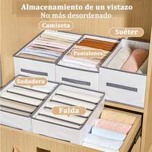Wardrobe clothes organizercajas de almacenamiento 3 cajones con compartimentos Bolsas Organizadoras Plegables para jeans ropa camisas almacenamiento de guardarropa Rejilla de 7 grandes - Rejilla de 7 grandes - Ver 4