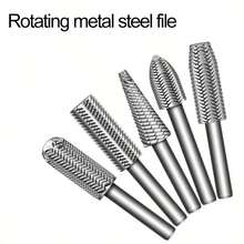 5 piezas Juego de limas rotativas de acero de 6 mm, carpintería DIY Juego de recorte de metal blando, herramienta de rectificado y reparación de metal - Multicolor - Ver 2