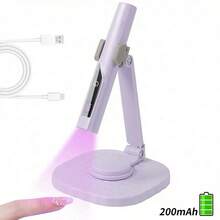 可充电式UV美甲灯带支架，便携式凝胶美甲固化灯，无线充电，随时在家享受专业沙龙级美甲护理 - 彩色 - 查看 2