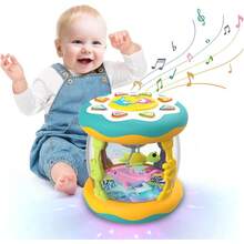 Baby Ocean Rotating Musical Drum Toy With Lights And Sound Effects - Suitable For Early Education And Interactive Play For Infants And Toddlers - Multicolor - View 4