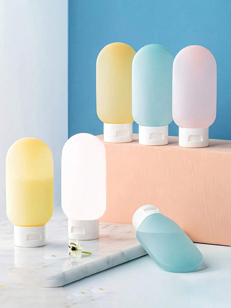 可重复灌装、防漏、无香型化妆品容器,适用于乳液、沐浴及护肤产品,便携式旅行装瓶套装,洗发水、沐浴露等化妆品补充装瓶套装,便携式保湿霜瓶 - 彩色 - 查看 1