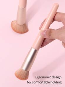 1支杏色腮红刷，斜角刷，长柄木柄，化妆刷，散粉刷，轮廓刷，化妆工具，适合初学者和专业人士，家用/户外男女通用 - 杏色 - 查看 8