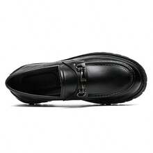 Giày lười nam đế dày Horsebit, chất liệu giả da bóng/mịn, kiểu dáng slip-on, đế chống trượt, phù hợp cho phong cách preppy, công sở và đường phố (Kích thước nhỏ hơn một size, nên chọn size lớn hơn) - màu đen mờ - Xem 5