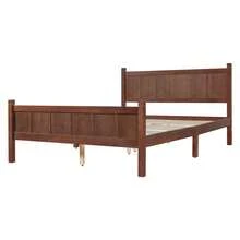 MERAX Queen Size Flat Panel Bed With Headboard & Footboard, Minimalist Modern Platform Bed With Wood Grain Finish, Shaker And Farmhouse Style Design, Sleek And Functional Bedroom Furniture,Dark Walnut - Màu gỗ óc chó đậm (kích thước Queen) - Xem 8