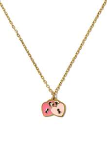 Mazuer 1件粉色少女风不锈钢滴油心形锁扣项链，蝴蝶结，音符，十字架吊坠，18K镀金锁骨链，浪漫日常佩戴及女士生日礼物 - 彩色 - 查看 13