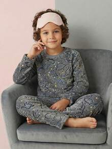 Children's Plush Teddy Pajamas For Winter, Cold Weather, Closed - Light Grey - View 5
