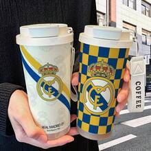 2026 FIFA 世界盃皇家馬德里隊徽保溫杯，520ml 316不鏽鋼便攜咖啡杯，學生旅行水壺，球迷周邊車用馬克杯，送給男性的創意禮物，俱樂部紀念款 - 彩色 - 查看 11