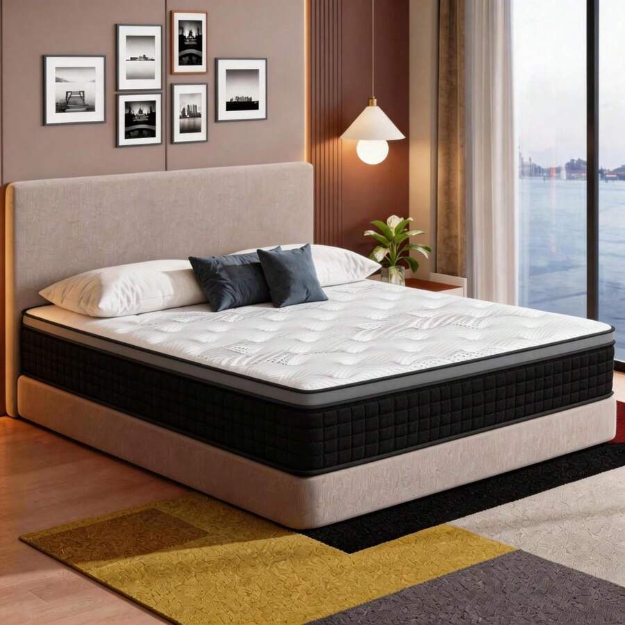 DreamFit Premium Colchón Individual│Matrimonial│Queen Size, Colchon Soporte Ortopedico,Colchones Espuma de Alta Densidad Memory Foam Híbrido Resortes En Caja,Resorte lumbar reforzado,Soporte Ergonomico De Zonificacion,Diseño Europeo,Con Anti Movimiento|Antiácaros|Hipoalergénico|Antihumedad,Certificado CertiPUR-US®,Lujo y Confort