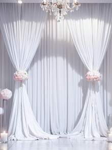 1件白色半透明絲綢面料窗簾，牛奶絲婚禮窗簾，婚禮拱門裝飾窗簾，派對背景窗簾，婚禮桌旗，桌布，婚禮儀式 & 接待裝飾，婚禮裝飾，新娘派對裝飾，生日派對用品，適用於週年紀念，特殊場合，多用途，多場景使用，派對桌裝飾，活動攝影道具，派對背景裝飾 - 白色 - 查看 4