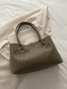 New Versatile Commuter Bag, Leopard Print Stylish Large Capacity Tote Bag, Fashionable High-Sense Handbag & Shoulder Bag - Green - View 6