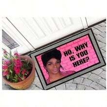 1pc Ho Why Is You Here Funny Welcome Flannel Doormat, Non-Slip Soft Stain Resistant Durable Machine Washable Floor Rug For Front Porch Bathroom Kitchen Bedroom Living Room Indoor Outdoor Entrance Home Decor - A - View 5