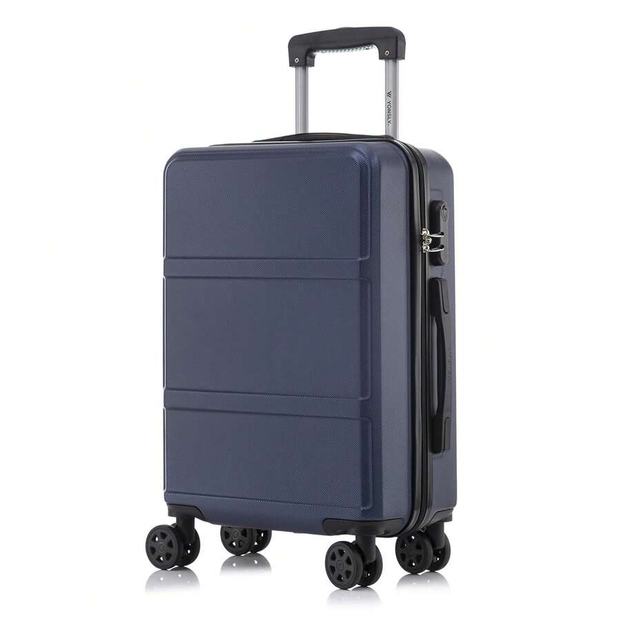 YONSLY Hard Shell Suitcase 16/20/24/28 Inches With 4 Wheels 360° Combination Lock Soft Rubber Handle Mesh Pocket Lightweight Suitcase For School - 深藍 - 查看 1