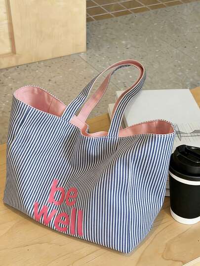 This Fashionable And Classic Clown Contrast Stripe Handbag Has A Large Capacity, Is Lightweight And Easy To Carry. The Bag Features Letter Graphics On Both Sides. The One Shoulder Handbag Is Suitable For Travel, Shopping, As Well As Being An Essential Bag For School And College.