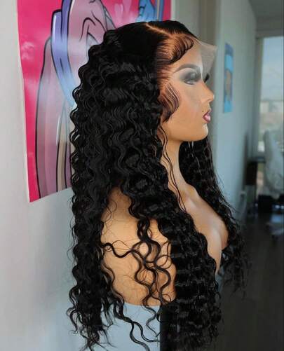 Uveous 40 Inch Curly 5x5 HD Transparent Lace Closure Wigs Human Hair 5x5 13x4  Deep Wave Put On And Go Glueless Wigs Pre Plucked Pre Cut Lace Wig For Women 200% Deep Curly Closure Wig Nautural Black Halloween Season