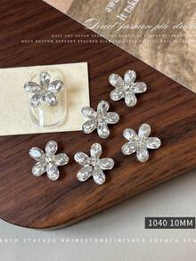 6 pièces Strass de fleurs de luxe, décorations de strass de fleurs de luxe populaires, décorations de strass de fleurs colorées pour ongles, décorations de strass pour ongles, strass et décorations, pièces de décoration pour ongles - Multicolore - Voir 9
