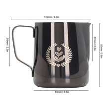 350ml Coffee Milk Frothing Pitcher Cup Thickened 304 Stainless Steel Milk Pitcher Coffee Maker Latte Frothing Cup Ruthenium Black- Applicable For Coffee, Latte, Hot Chocolate - The Perfect Gift For Christmas, Saint Nicholas Day, Valentine's Day, New Year, Moving House, Easter - 350ML - View 2