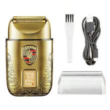Máy cạo râu điện Kemei KM-T93 mới bằng kim loại với màn hình LED, máy cạo râu sạc điện, thích hợp cho nam giới không có đầu. - Vàng - Xem 1