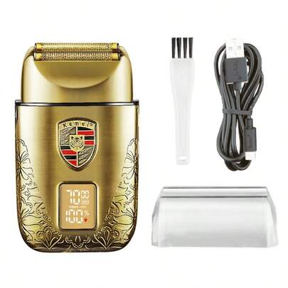 Máy cạo râu điện Kemei KM-T93 mới bằng kim loại với màn hình LED, máy cạo râu sạc điện, thích hợp cho nam giới không có đầu.