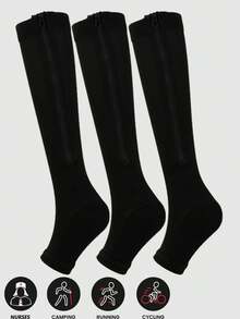 4/3 Pairs Unisex Zipper Compression Socks, Breathable Sports Socks Suitable For Running, Cycling, Camping, Skipping - Multicolor - View 14