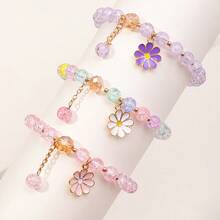 6-Piece Bohemian Lily Glass Bead Bracelet - Flower And Crystal Design, Suitable For Everyday And Party Occasions, All-Season Accessory, Daily Bracelet | Flower Bracelet | Glossy Surface - 6-piece Set - View 7