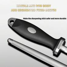 Professional Knife Sharpener Rod, High Hardness Honing Steel, Durable Kitchen Tool With Ergonomic Handle For Knife Maintenance - Black - View 2