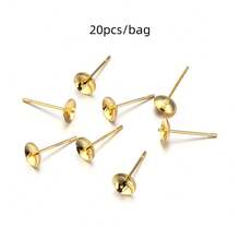 20/100个/包 3-10毫米不锈钢珍珠耳钉，珍珠耳钉背托，低过敏性耳针，适用于DIY珠宝制作 - 珍珠耳針 - 查看 19