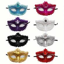 Venetian Beauty Mask Electroplated Diamond-Studded Spray-Painted Princess Mask Halloween Ball Ladies' Eye Mask (The Strap Is Black Or The Same Color As The Mask) (Hand-Glued, The Mask May Occasionally Have Some Glue Residue) - trắng - Xem 2