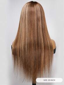 Tóc giả Jessie's Wig đã cắt sẵn, kiểu ren 4x4, thẳng, không cần keo dán, có mái, làm từ tóc thật, độ dày 180%, 100% tóc người thật, dài 16-26 inch, màu vàng mật ong highlight balayage. - S4/27 - Xem 5
