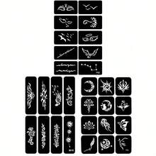 3件套镂空纹身模板，手绘海娜人体彩绘模板，节日喷绘模板，小型纹身图案模板 - 查看 8