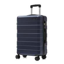 YONSLY Suitcase 16/20/24/28 Inches With 4 Wheels 360° Combination Lock Double Maintenance Zipper Mesh Pocket Soft Rubber Handle Trolley Suitcase - 深藍 - 查看 1