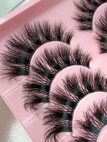 Hinarin 10 pares de pestañas postizas de efecto 3D con rizo D, pestañas postizas naturales y esponjosas, estilo de ojos de gato, pestañas falsas reutilizables para fiestas y festivales - Negro - Ver 6