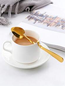 Colorful Stainless Steel Coffee Spoons, 304 Stainless Steel Hanging Spoons, Creative V-Shape, Z-Shape And Heart-Shaped Spoons, Stirring Spoons, Dessert Spoons, Iced Tea Spoons, Tea Spoons, Ice Cream Spoons, Party Cutlery Spoon Set, Dishwasher - Multicolor - View 2