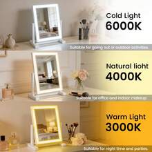 LED 化妝鏡，3 種照明模式，智慧觸控 & 360° 旋轉，USB 充電式發光梳妝鏡，便攜式折疊設計，化妝工具，鏡子，化妝鏡，迷你鏡，手持鏡，美容工具，附燈旅行化妝鏡，鏡子，適用於臥室、宿舍、辦公室、居家、飯店、浴室，價格實惠，聖誕禮物，沙龍 & 旅行，給女性、女孩 & 化妝愛好者的禮物 - 彩色 - 查看 7