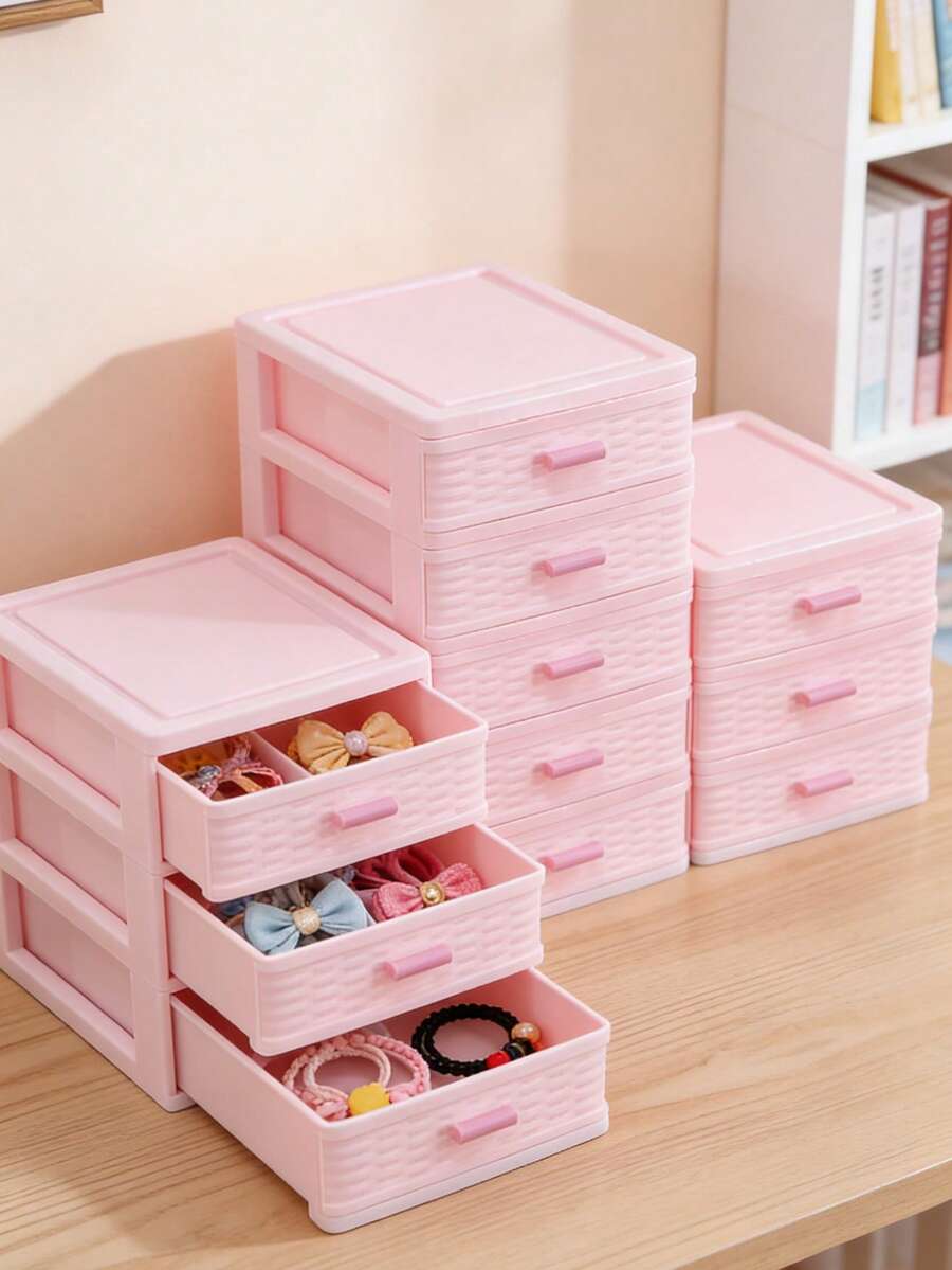 1pc Multifunctional Girl's Vintage Design 2/3/4/5 Drawer Cabinet, Sturdy And Durable, Can Store Hair Accessories, Sundries, Etc., Suitable For Children's Room - Multicolor - View 1