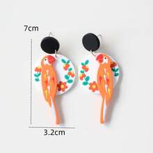 1 Pair 3D Parrot Acrylic Dangle Earrings, Ceramic Texture Unique Cute Earrings Suitable For Party, Celebration, Holiday Gift - Y1166 - View 5