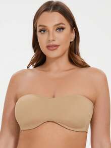 MELENECA Women Strapless Minimizer Wireless Bralette - Beige - View 5