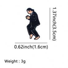 Ghim cài áo hình nhân vật hoạt hình hài hước, huy hiệu cài áo, phụ kiện quần áo, trang sức thời trang, quà tặng bạn bè. - màu đen - Xem 15