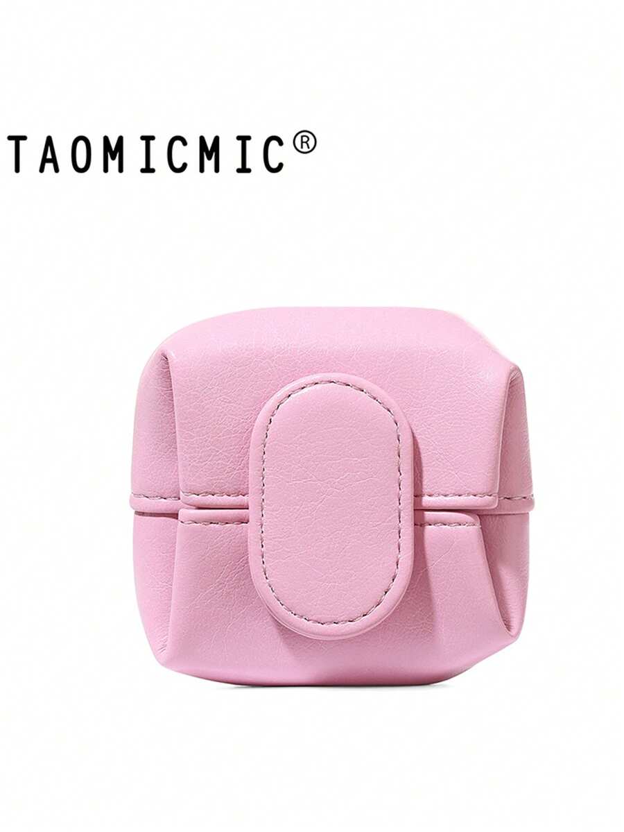 Nuevo monedero portátil multifunción, estuche para auriculares, bolsa de almacenamiento cuadrada de moda, bolsa de almacenamiento de cuero PU para cable de datos de auriculares, bolsa colgante pequeña para mujer/estudiante, llavero, bolsa para lápiz labial, regalo de cumpleaños/aniversario - Rosa - Ver 1