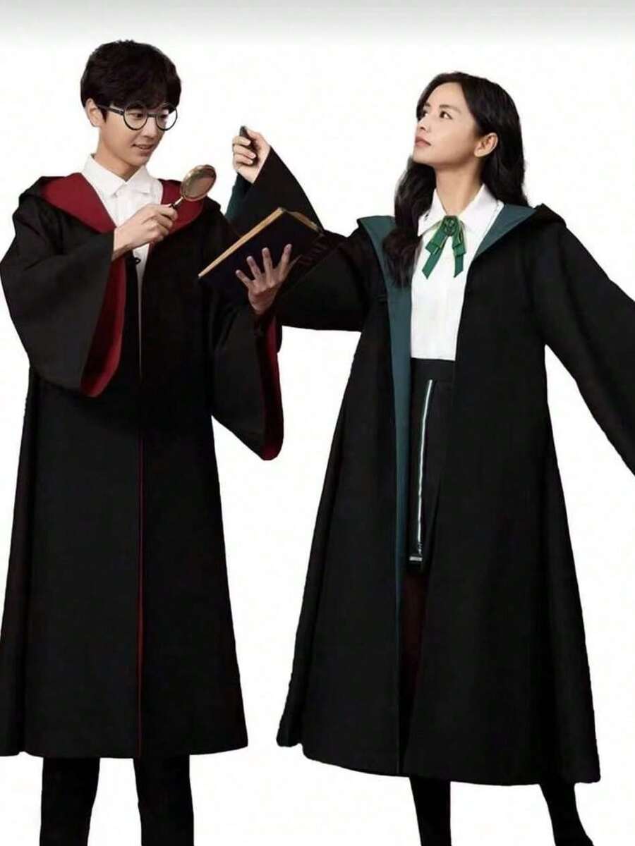 Kostum Bertema Sihir - Jubah Pesta Harry, Jubah Ajaib + Set Bingkai Kacamata, Seragam Mahasiswa, Pakaian Belajar Sihir Penyihir, Cocok untuk Halloween, Natal, Karnaval, Festival Film, dan Acara Cosplay Bertema Sihir, Unisex - MultiWarna - View 1