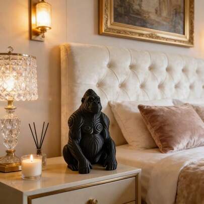 1pc Sitting Gorilla Sculpture, Suitable For Living Room, Study, Foyer, Office - Powerful Artistic Decor, Ideal For Animal Sculpture Enthusiasts, Gorilla Aesthetics Lovers, And Niche Decor Collectors