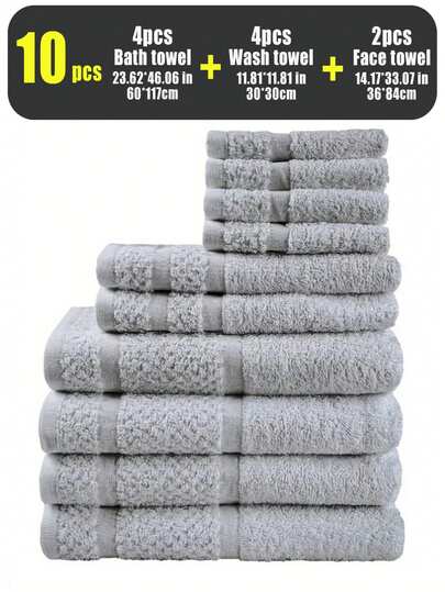 1 pieza/10 piezas Juego de toallas 100% algodón - Ligero y suave, toalla de baño y toalla de mano súper absorbente, secado rápido, amigable con la piel, duradero, accesorios modernos para el baño, regalo perfecto para familiares y amigos (30x30cm, 36x84cm, 60x117cm)