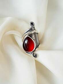 1枚复古不对称宝石镶嵌可调节合金戒指 - 復古戒指 - 查看 15